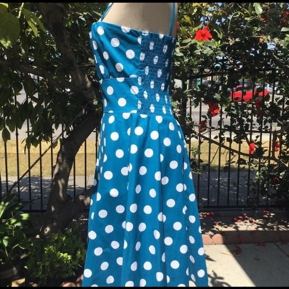 Polka Dot Dress Turquoise NWOT Sz M - Picture 2 of 5